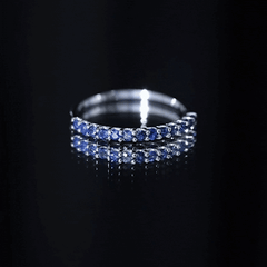 1/2 CT Round Cut Blue Sapphire Stackable Engagement Ring