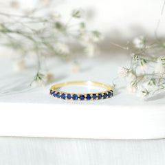 1/2 CT Round Cut Blue Sapphire Stackable Engagement Ring