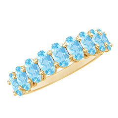 Genuine Oval Cut Aquamarine Half Eternity Ring for Women