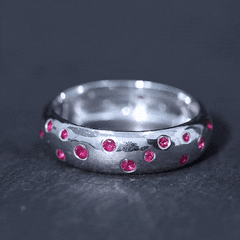 Natural Ruby Wide Wedding Band in Sterling Silver