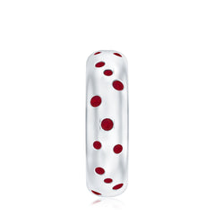 Natural Ruby Wide Wedding Band in Sterling Silver