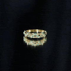 Natural Emerald Filigree Wedding Band for Women