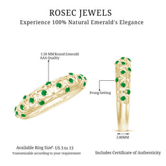 Natural Emerald Filigree Wedding Band for Women