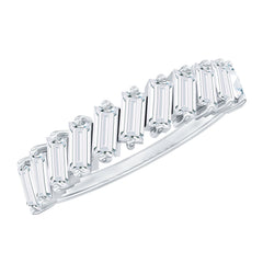 Certified Moissanite Baguette Cut Half Eternity Ring