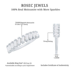Certified Moissanite Baguette Cut Half Eternity Ring