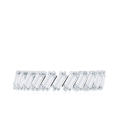 Certified Moissanite Baguette Cut Half Eternity Ring