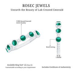Bezel Set Lab Grown Emerald 7 Stone Half Eternity Ring with Certificate