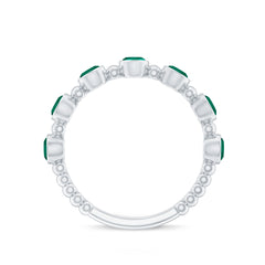 Bezel Set Lab Grown Emerald 7 Stone Half Eternity Ring with Certificate