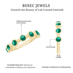 Bezel Set Lab Grown Emerald 7 Stone Half Eternity Ring with Certificate
