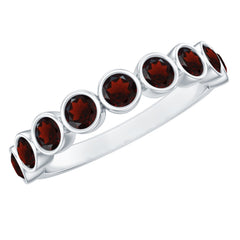 Certified Real Garnet Half Eternity Ring in Bezel Setting