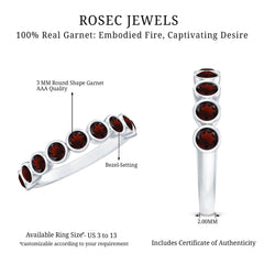Certified Real Garnet Half Eternity Ring in Bezel Setting