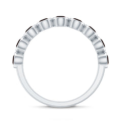 Certified Real Garnet Half Eternity Ring in Bezel Setting