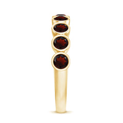 Certified Real Garnet Half Eternity Ring in Bezel Setting