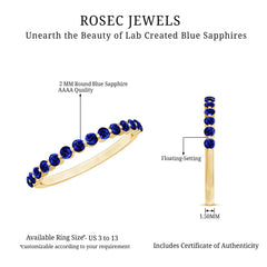 Certified Lab Grown Blue Sapphire Half Eternity Ring for Women