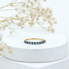 Certified Lab Grown Blue Sapphire Half Eternity Ring for Women