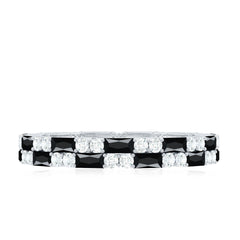 Lab Grown Black Diamond and Diamond Eternity Band Ring