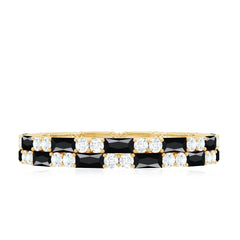 Lab Grown Black Diamond and Diamond Eternity Band Ring