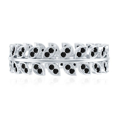 Real Black Onyx Leaf Wedding Band for Women