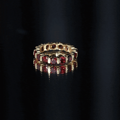 Natural Bar Set Garnet Eternity Ring for Anniversary