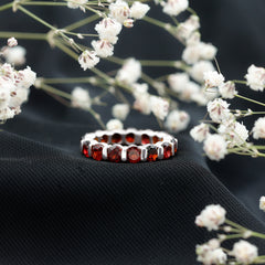 Natural Bar Set Garnet Eternity Ring for Anniversary
