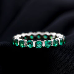 Bar Set Lab Grown Emerald Eternity Ring for Women