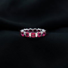 6.5 CT Bar Set Created Ruby Full Eternity Ring