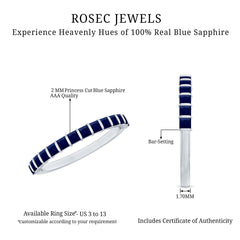 Princess Cut Blue Sapphire Eternity Ring For Women