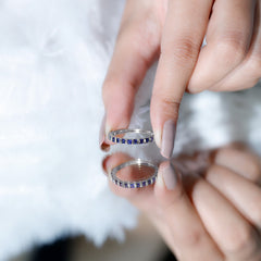 Princess Cut Blue Sapphire Eternity Ring For Women