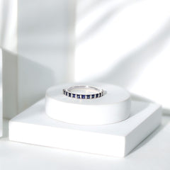 Princess Cut Blue Sapphire Eternity Ring For Women