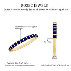 Princess Cut Blue Sapphire Eternity Ring For Women