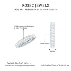 Channel Set Moissanite Princess Cut Wedding Band