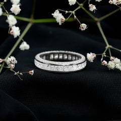 Channel Set Moissanite Princess Cut Wedding Band
