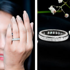 Channel Set Moissanite Princess Cut Wedding Band