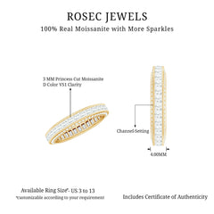 Channel Set Moissanite Princess Cut Wedding Band