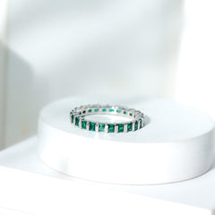 Simple Lab Created Emerald Eternity Wedding Band Ring