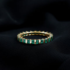 Simple Lab Created Emerald Eternity Wedding Band Ring