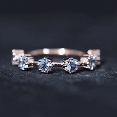 Natural Certified Aquamarine Promise Ring For Her