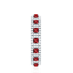 1.75 CT Princess Cut Created Ruby Wedding Band Ring with Diamond Accent