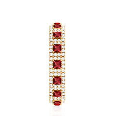 1.75 CT Princess Cut Created Ruby Wedding Band Ring with Diamond Accent