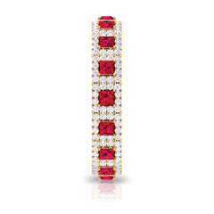 1.75 CT Princess Cut Created Ruby Wedding Band Ring with Diamond Accent