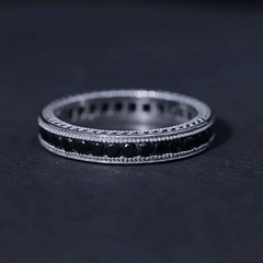 Black Onyx Wedding Band with Milgrain Detailing