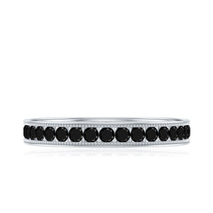Black Onyx Wedding Band with Milgrain Detailing