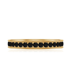 Black Onyx Wedding Band with Milgrain Detailing