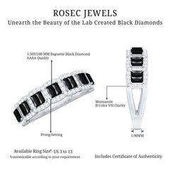 Created Black Diamond and Moissanite Half Eternity Band Ring