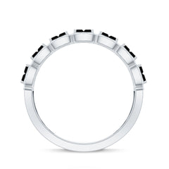 Created Black Diamond and Moissanite Half Eternity Band Ring