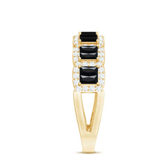 Created Black Diamond and Moissanite Half Eternity Band Ring