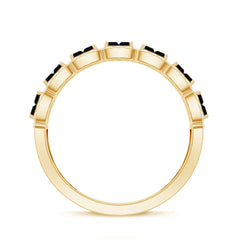 Created Black Diamond and Moissanite Half Eternity Band Ring