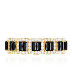 Created Black Diamond and Moissanite Half Eternity Band Ring