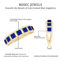 Certified Lab Grown Blue Sapphire Eternity Wedding Band with Moissanite