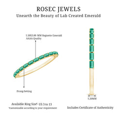 Baguette Cut Lab Grown Emerald Stackable Ring
